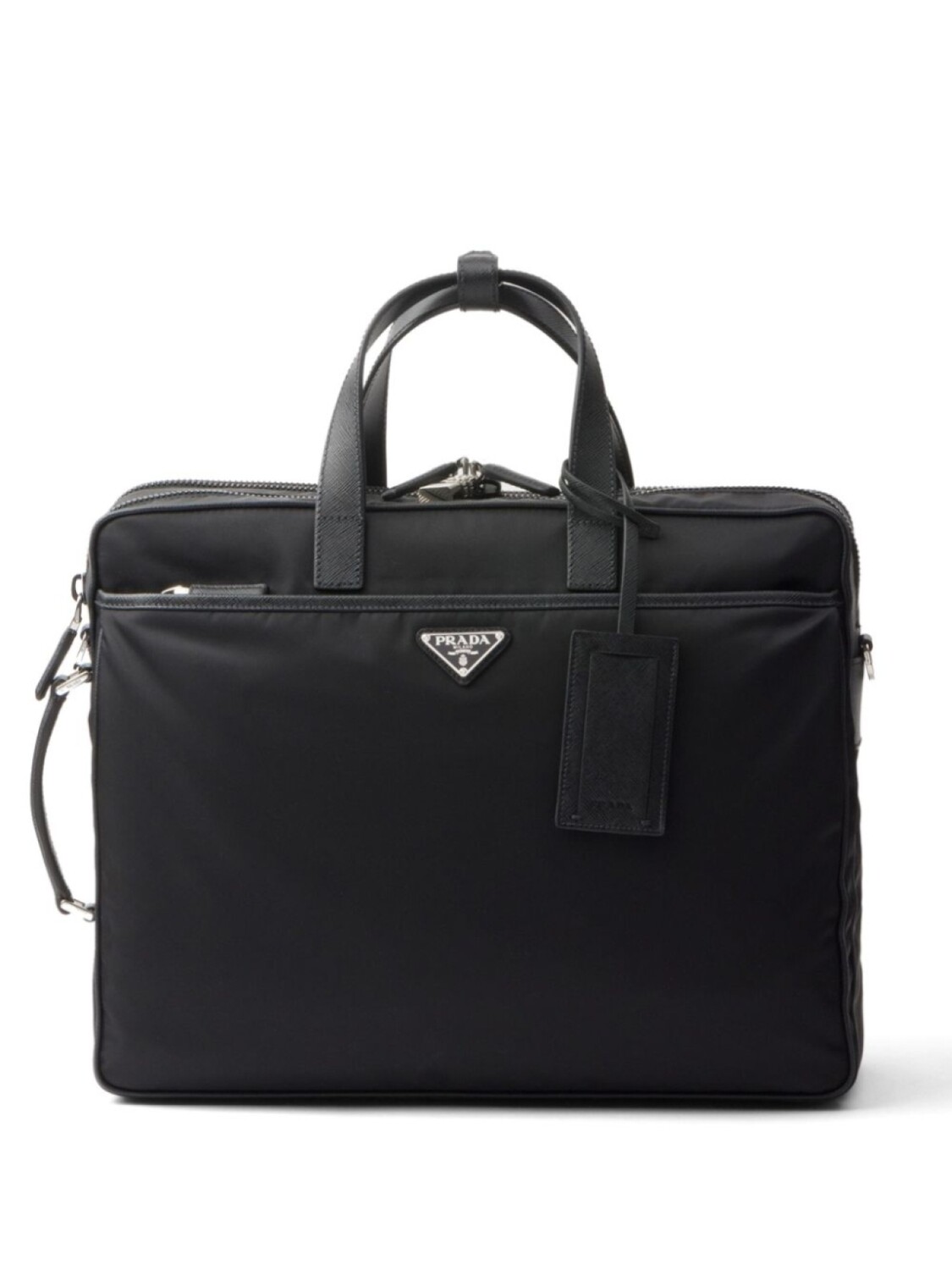 

Сумка для ноутбука из кожи Saffiano Re-Nylon Prada, черный