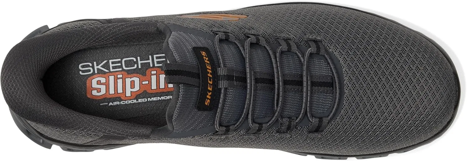 Мужские кроссовки Skechers Glide-Step Noxus Hands Free без шнурков, Grey-Orange — фото 3
