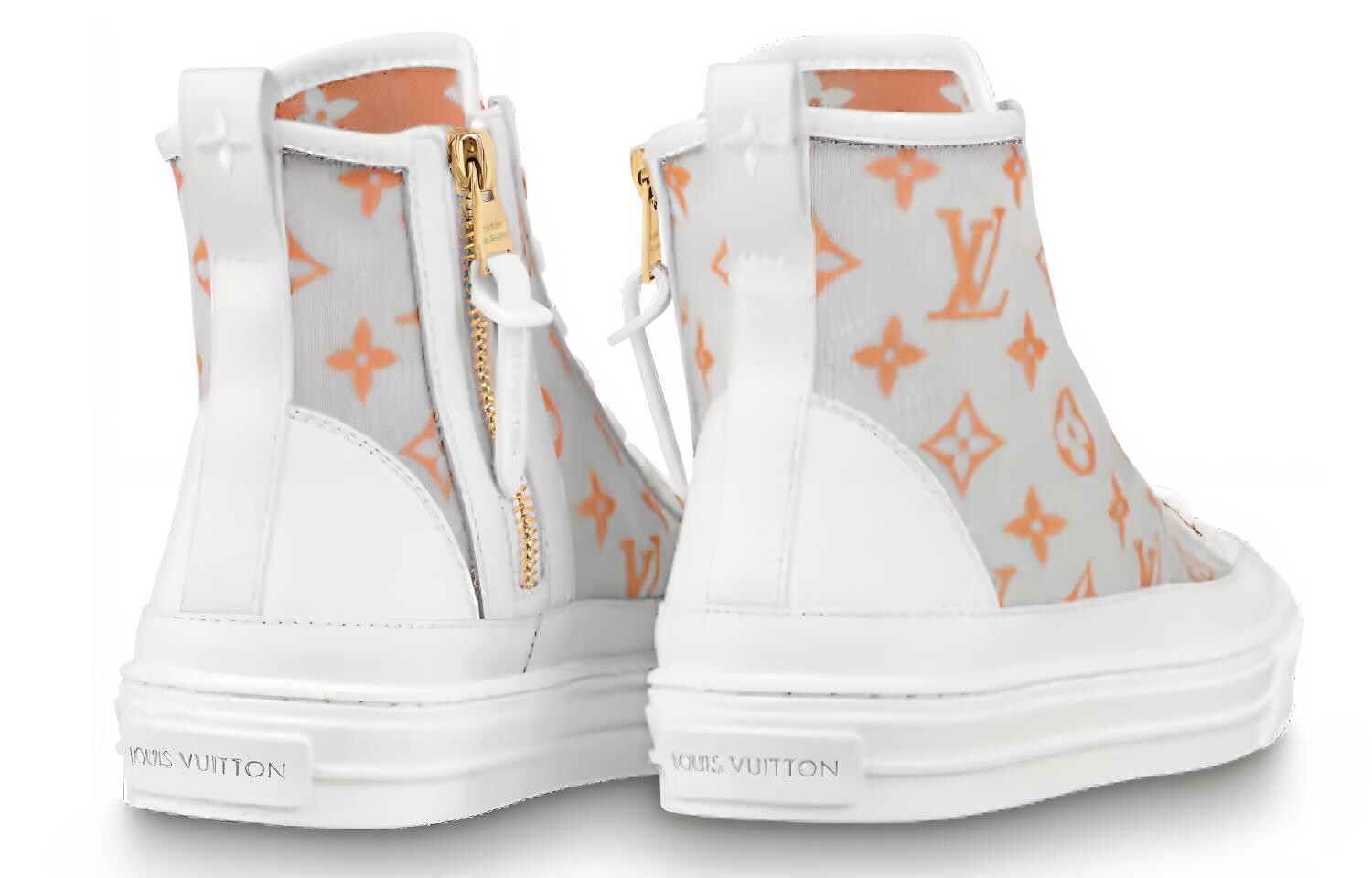 Женские высокие кроссовки для скейтбординга Stellar Skateboarding Shoes White/Orange Louis Vuitton — фото 4