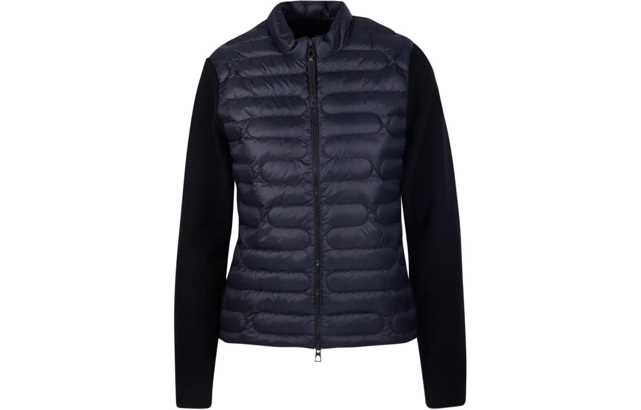 

Застегивающийся на молнию утепленный вязаный кардиган Moncler, черный