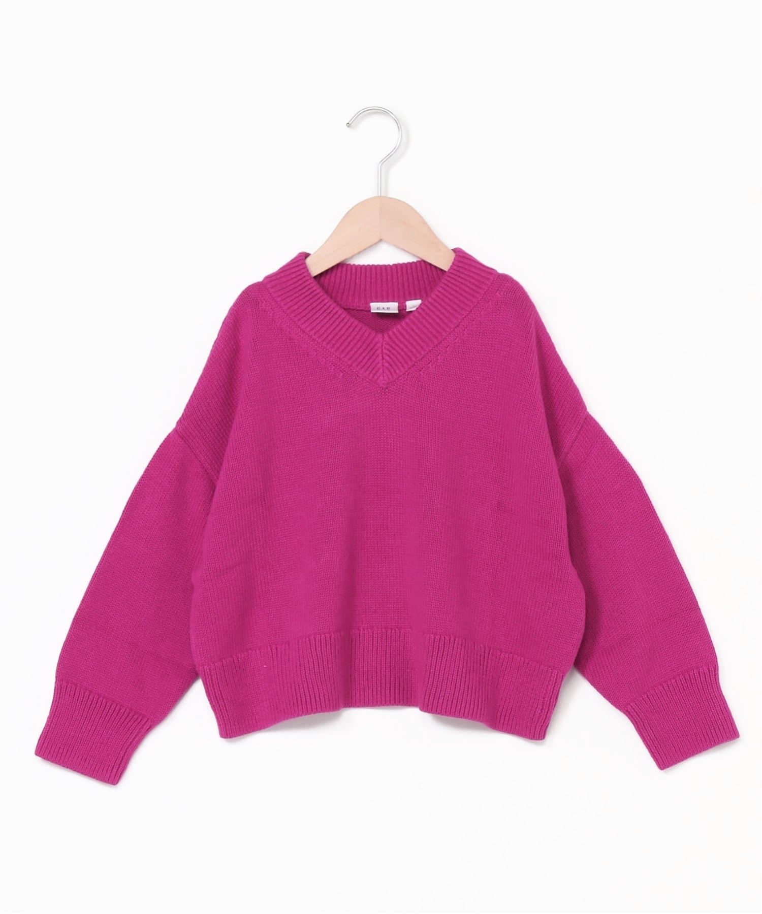 (K) Свитер свободного кроя с V-образным вырезом (детский) GAP, BRIGHT_FUCHSIA — фото 4
