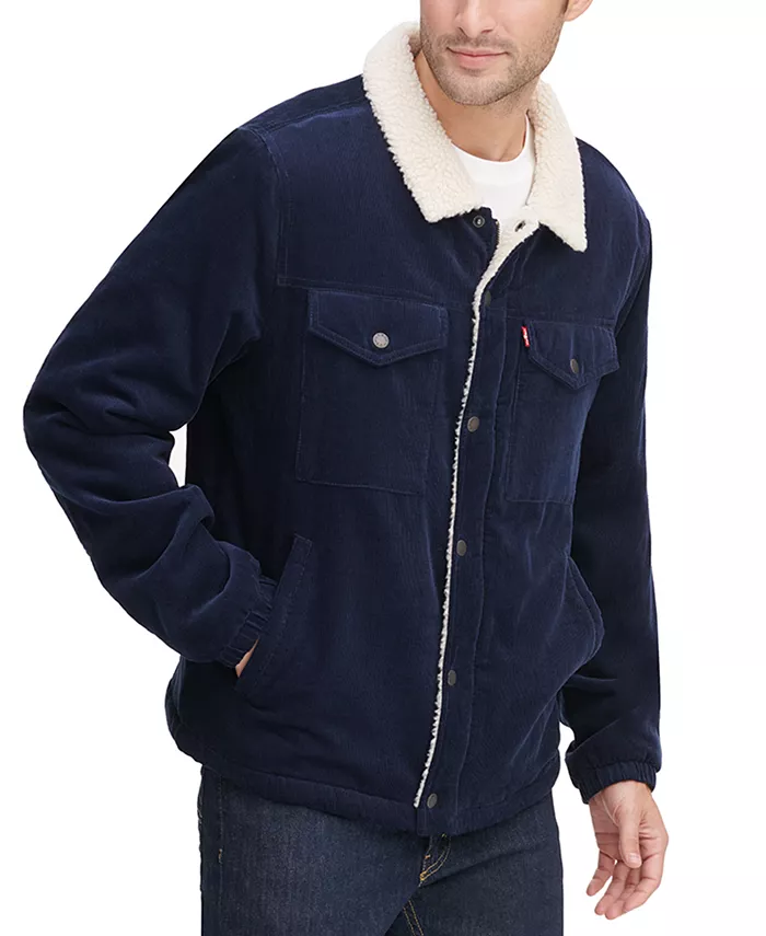 Мужская утепленная вельветовая куртка Trucker Jacket Levi's, синий — фото 3