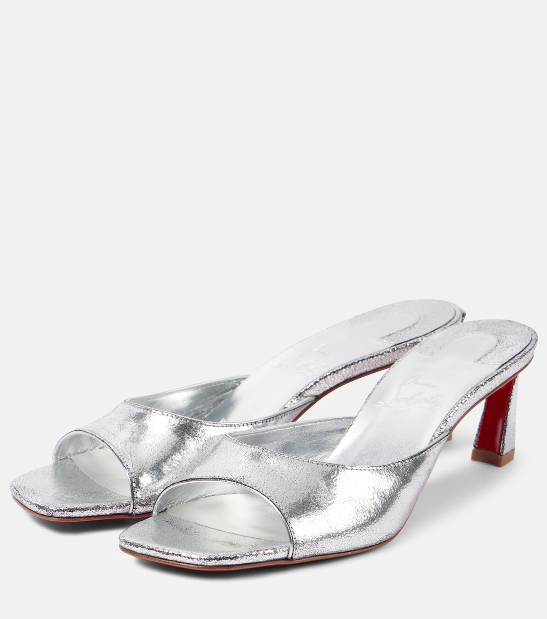 Condora 55 мюли из металлизированной кожи Christian Louboutin, Silver/Lin Silver — фото 4