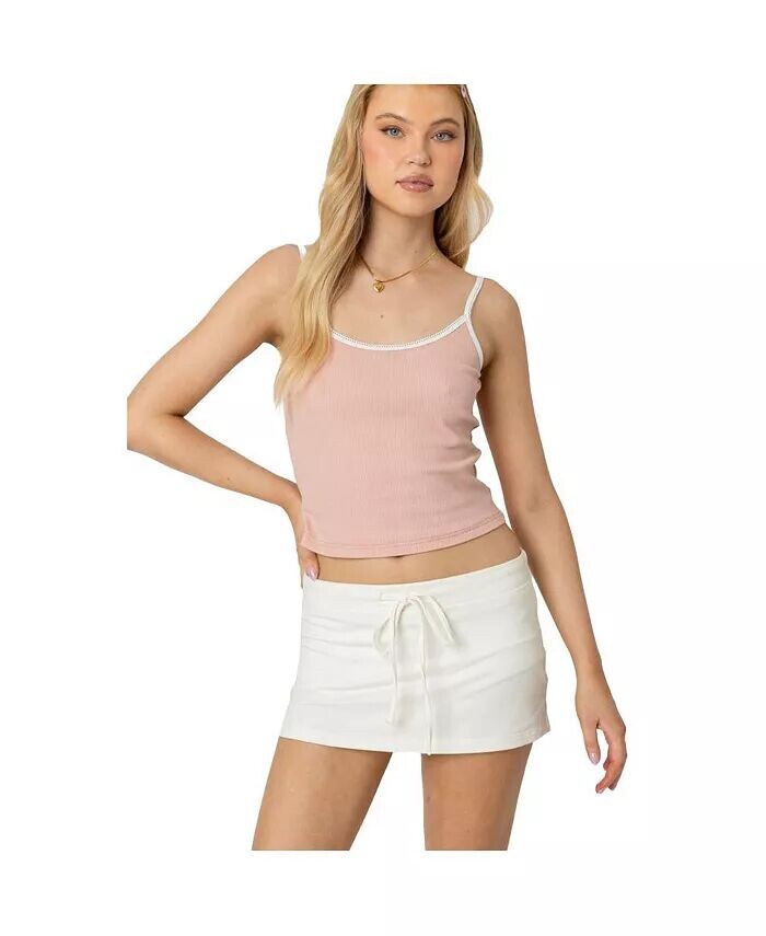

Женская майка Franky Ribbed Contrast Edikted, розовый