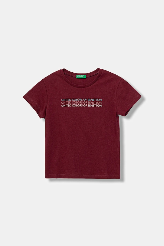 

Детская хлопковая футболка United Colors Of Benetton, бордовый