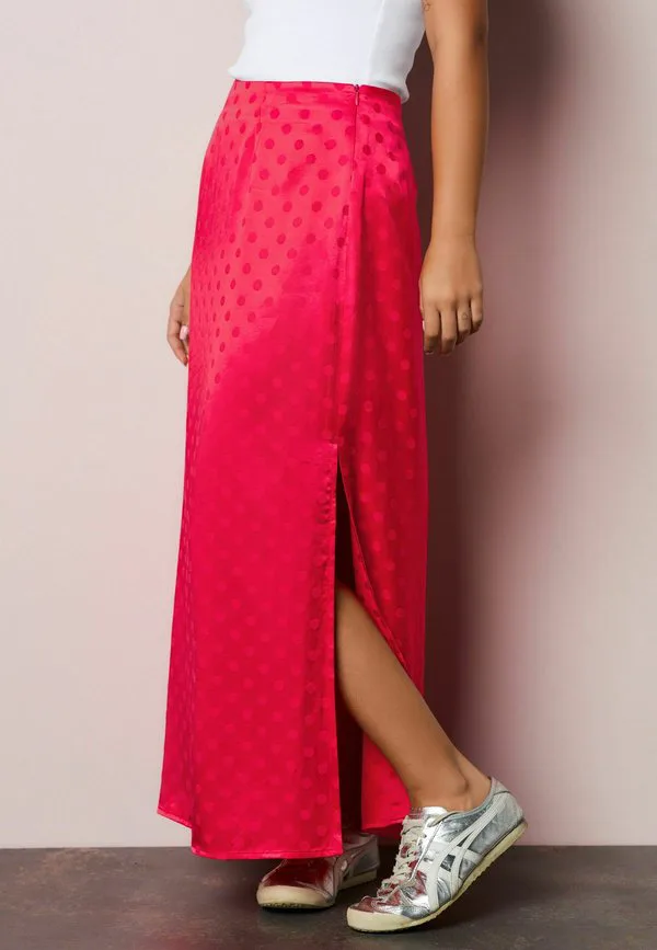 Длинная юбка в горошек стандартного кроя Next, Coral Pink — фото 3