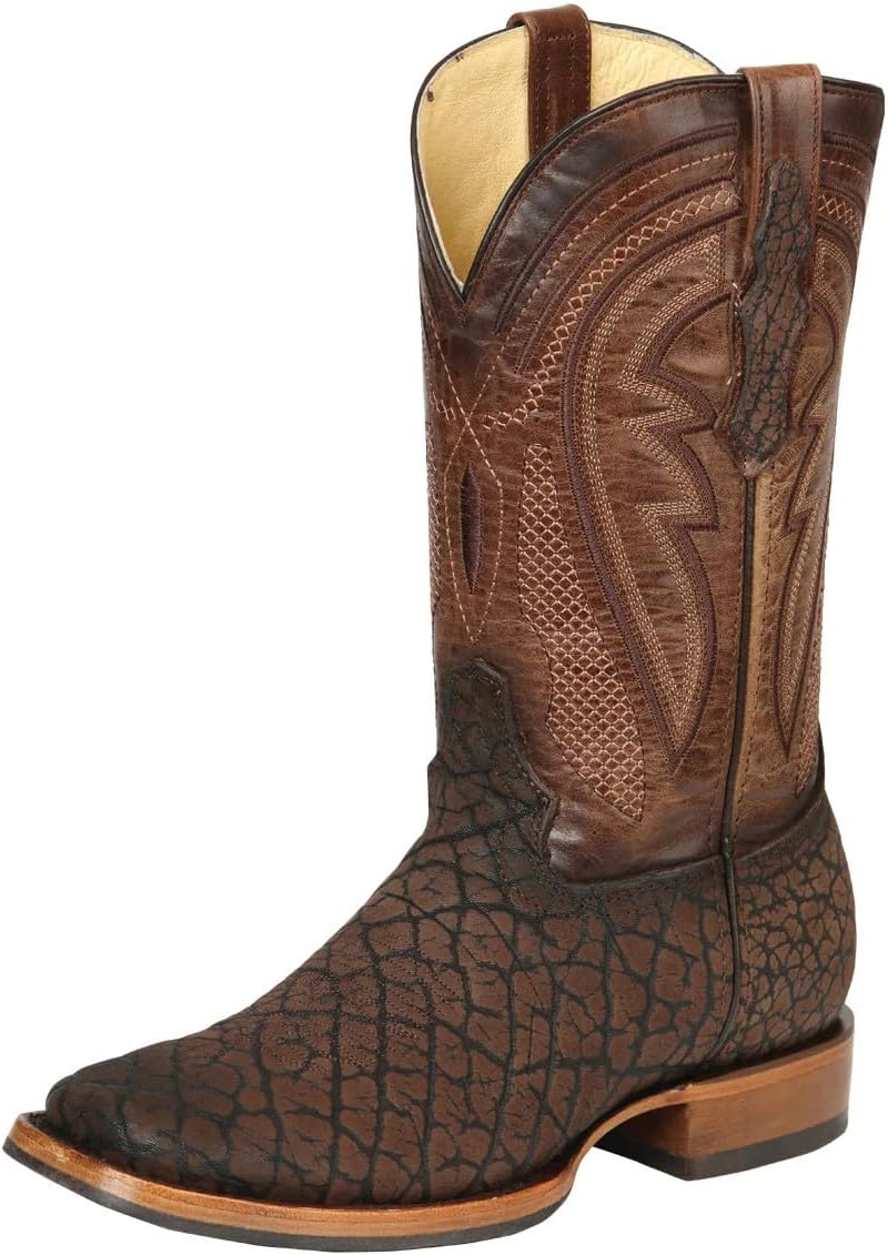 

Мужские ковбойские ботинки El General Western с имитацией кожи быка, коричневые Generic