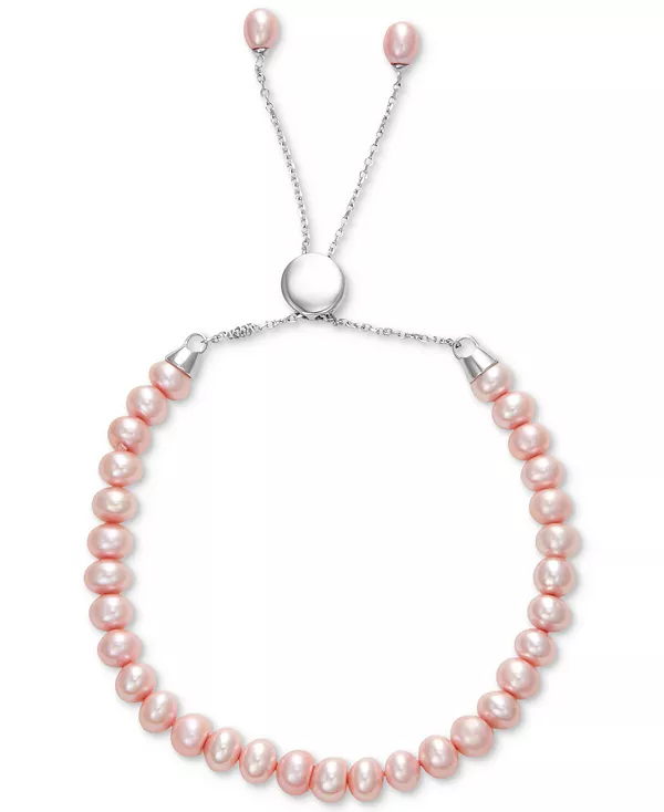 

Браслет-Боло с белым культивированным пресноводным жемчугом (6-1/2 мм) из стерлингового серебра (также из серого или розового культивированного пресноводного жемчуга) Macy'S, pink