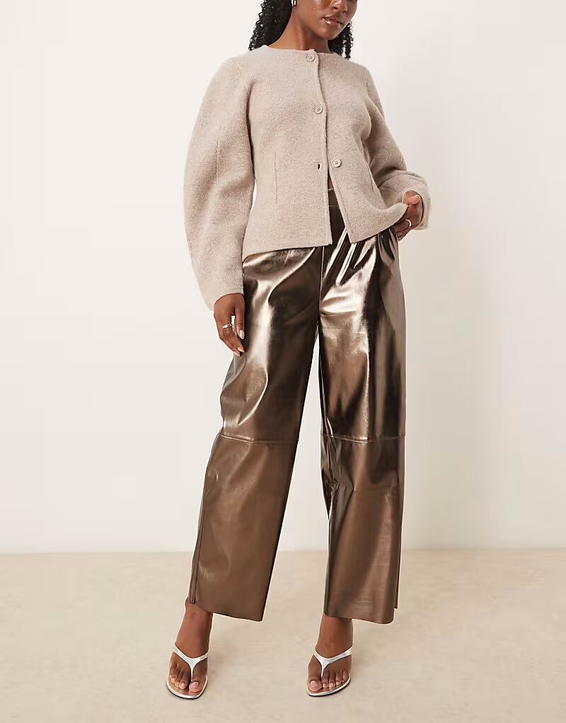 

ASOS DESIGN брюки-бочки из искусственной кожи цвета латуни
