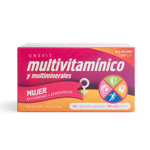 

Биологически активная добавка Onevit Multivitaminico Mujer 45Caps Vegetales Onevit, 45 UD