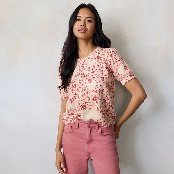 

Футболка Короткий рукав Petite Lc Lauren Conrad, Cream Cozy Garden