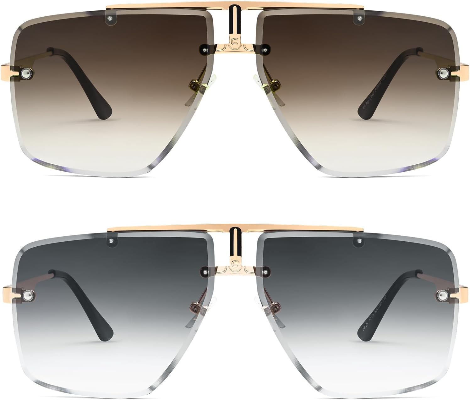 

Мужские квадратные солнцезащитные очки без оправы, модные, большие, с тонированными линзами, золотистой металлической оправой, защита от ультрафиолета UV400 Dollger, C7：brown+gold Grey