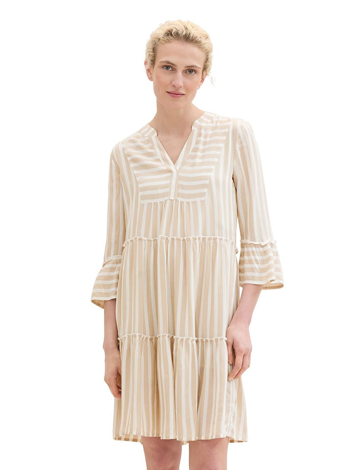 

Короткое платье Tom Tailor, цвет beige/weiß