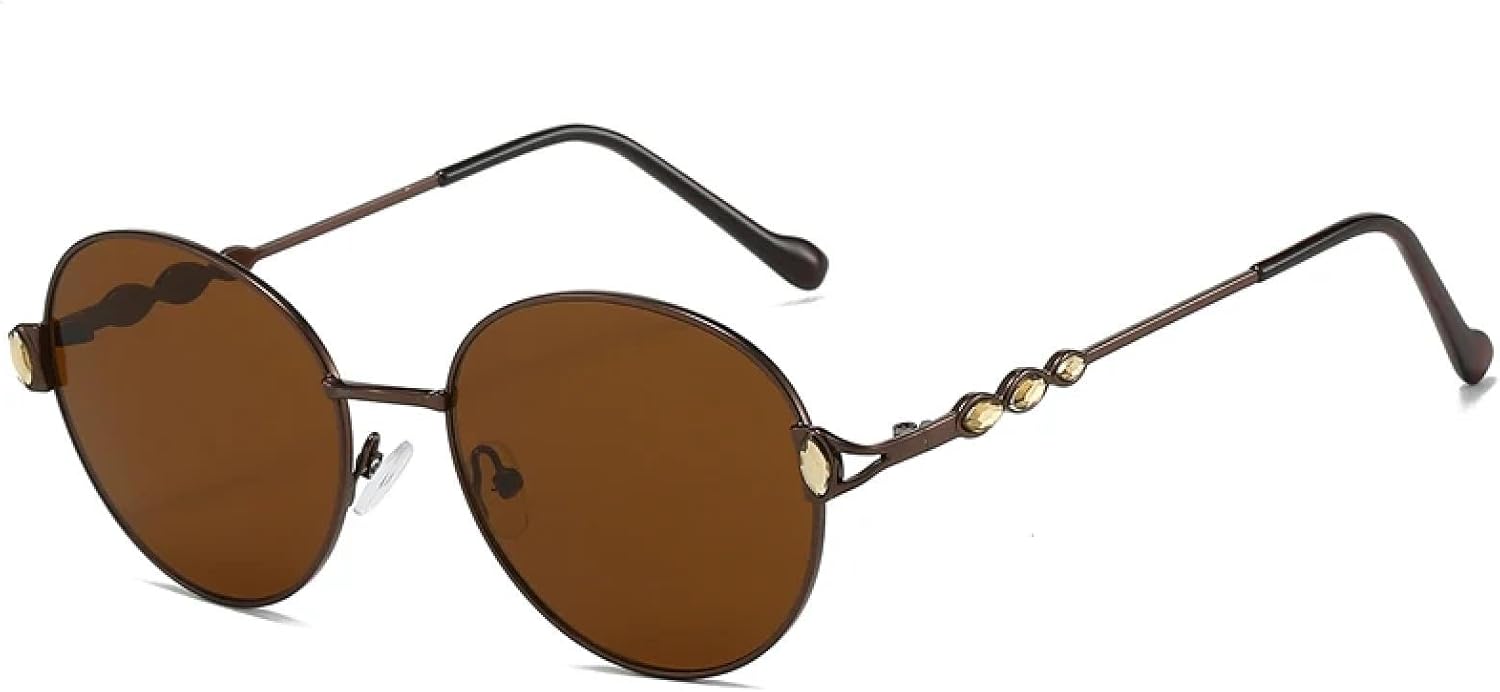 

Солнцезащитные очки с защитой от УФ-излучения UV400 | Круглые градиентные линзы в металлической оправе | Яркие цветные линзы для занятий спортом на открытом воздухе и вождения DSVIGF, Brown-brown