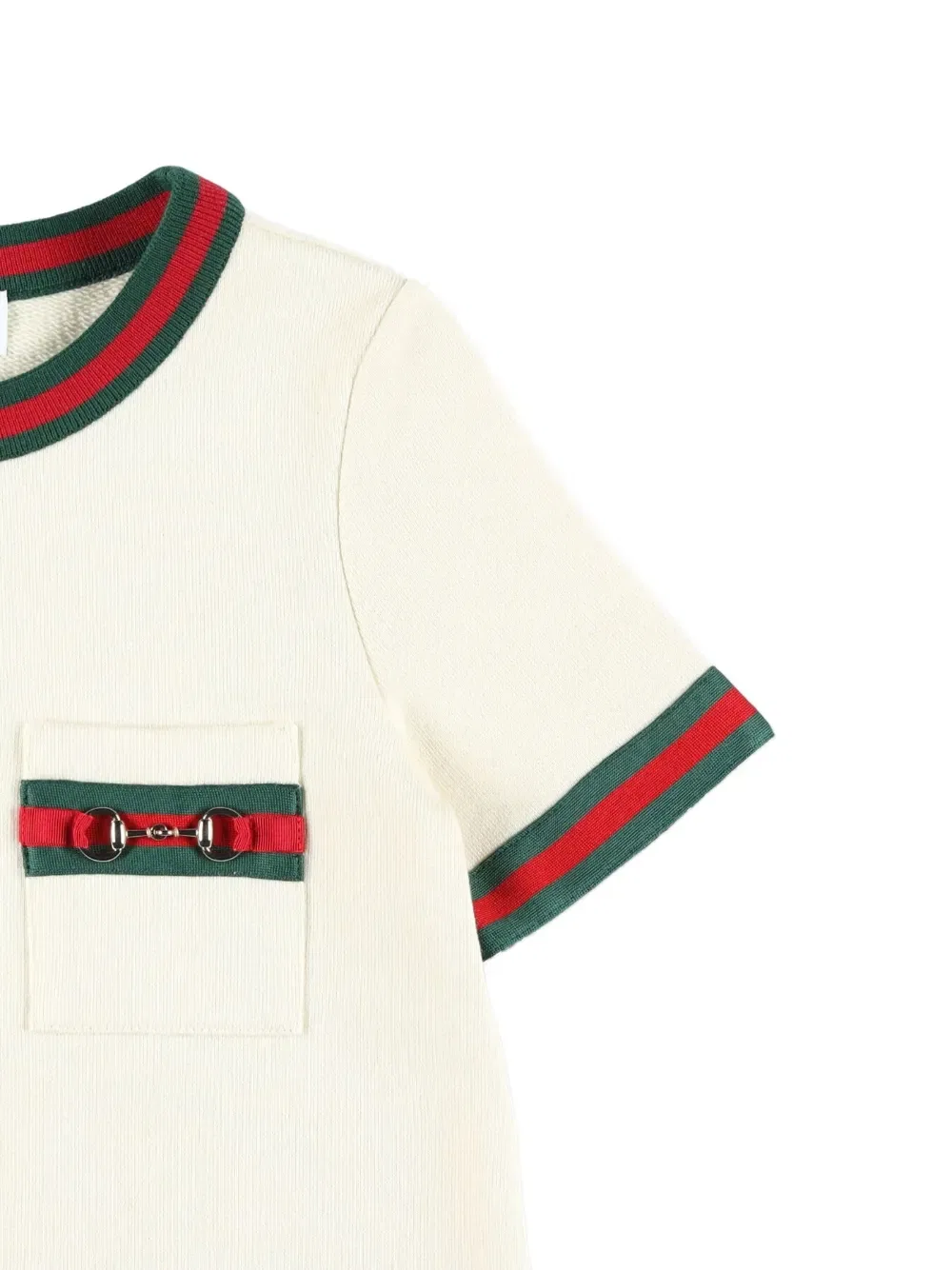 Платье с короткими рукавами и нагрудным карманом Gucci Kids, нейтральный — фото 3