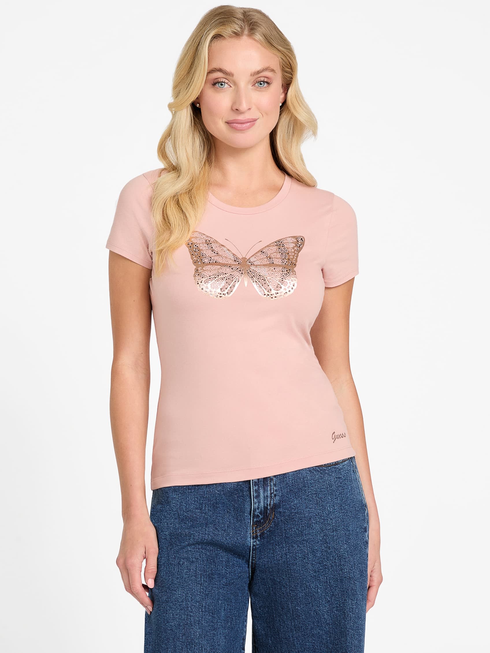 

Экологичная футболка Leah Butterfly Guess Factory, розовый