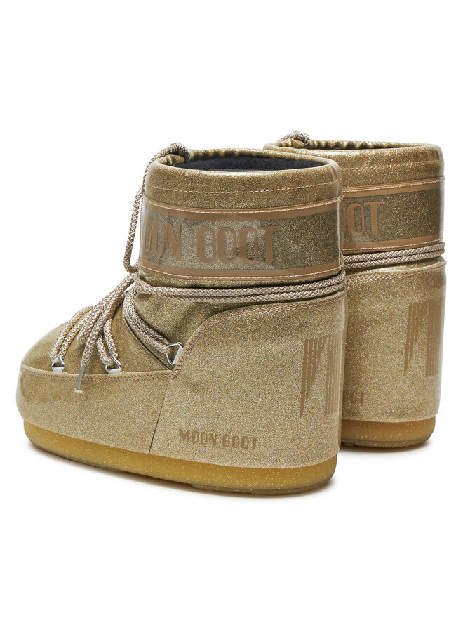Зимние ботинки женские Moon Boot низкие на шнуровке, золотой — фото 3
