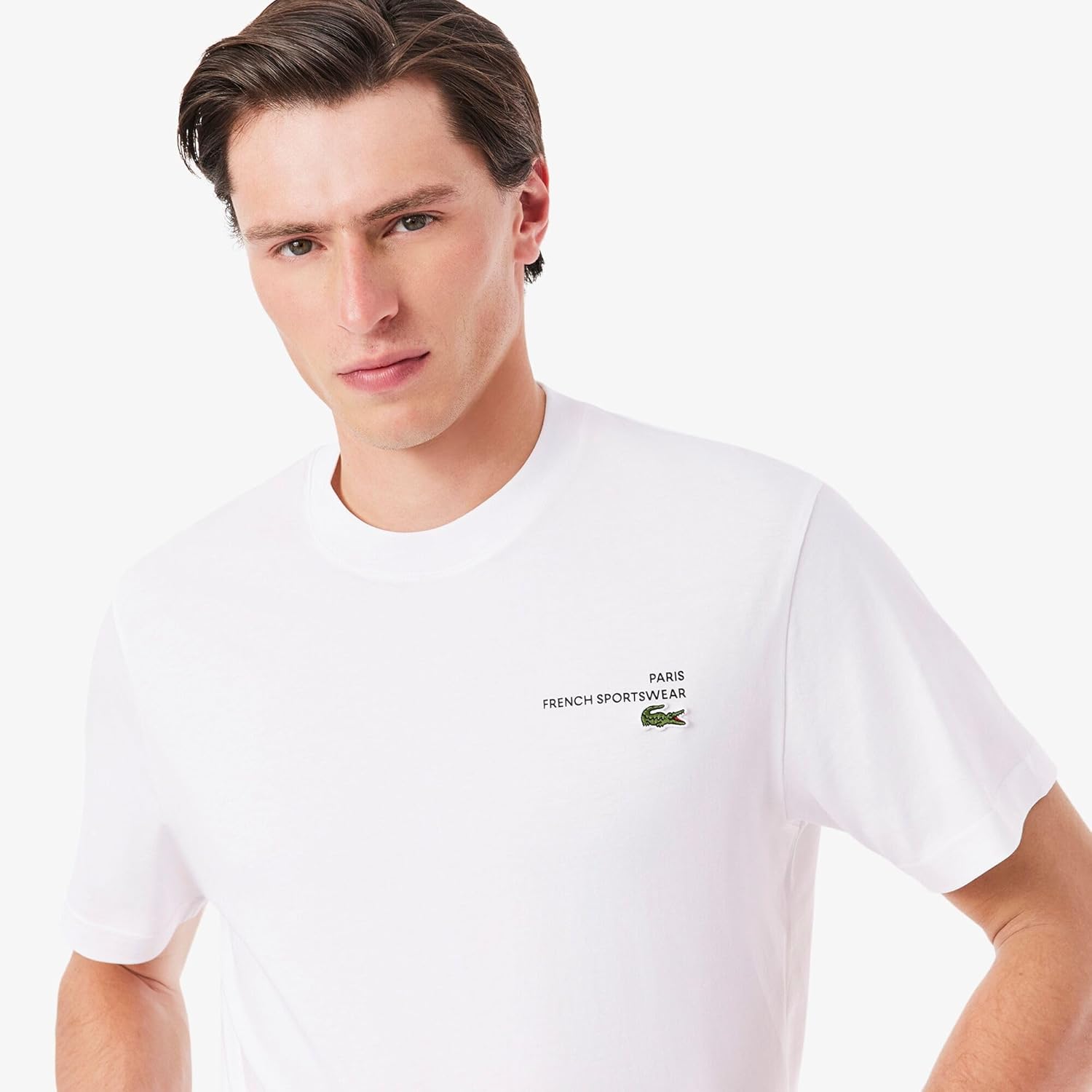 Футболка мужская Lacoste с принтом Audience на спине, белый — фото 2