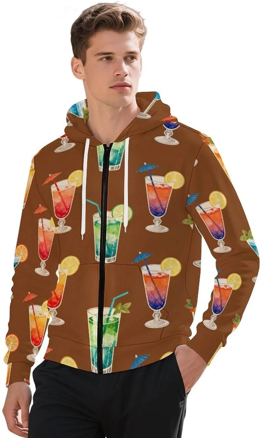 

Мужская толстовка с капюшоном на молнии Christmas Tree Cookie_1, с карманом GemGam