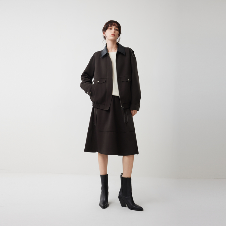 

ELLE Повседневная длинная юбка для женщин Coffee Moderate Mid Length