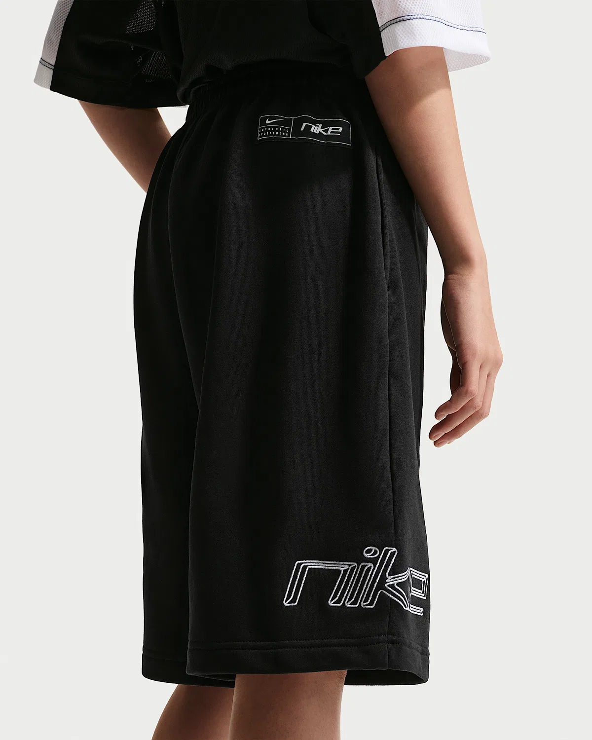 Детские шорты Nike Sportswear из французского флиса, Black/White — фото 3