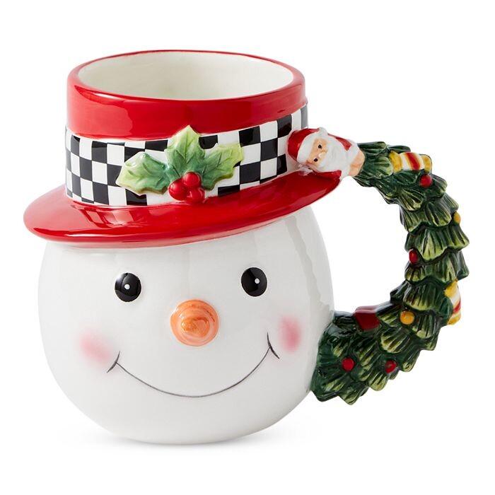 

Spode Christmas Tree Черно-белая кружка со снеговиком, зеленый