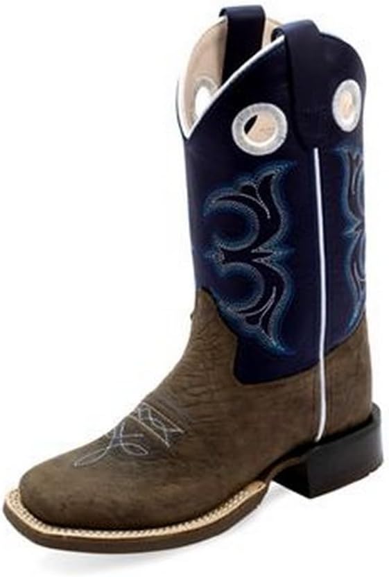 

Ботинки Old West Boots унисекс для детей с широким квадратным носком, синий/коричневый/темно-коричневый