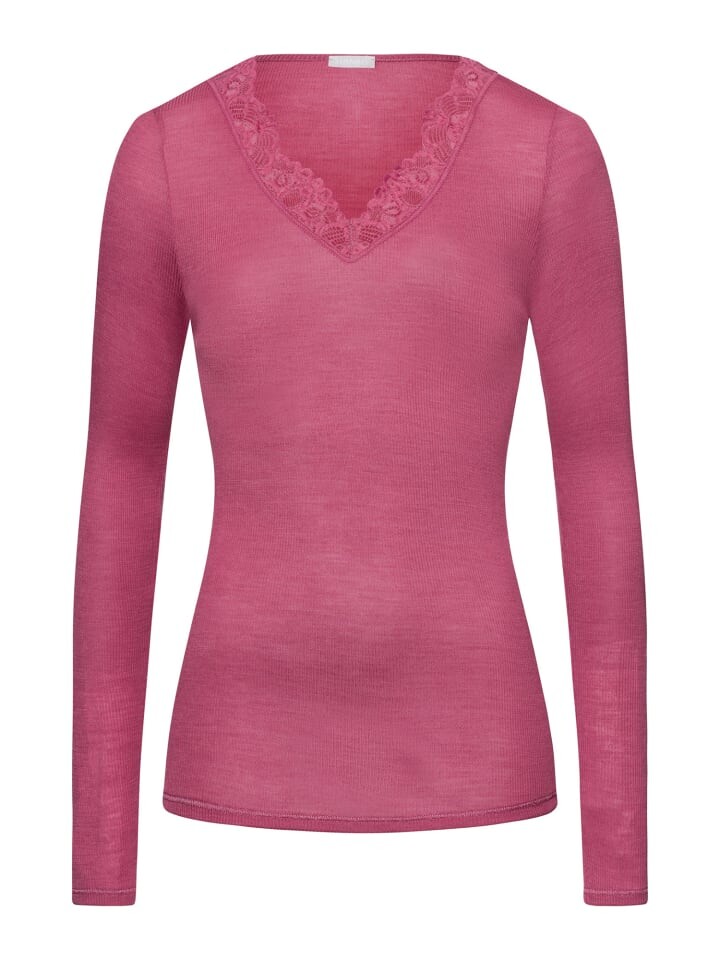 

Лонгслив Hanro Woolen Lace, цвет rose wine