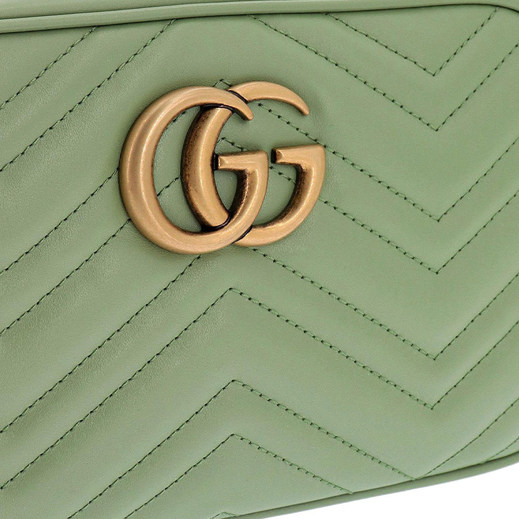 Женская кожаная сумка Gucci GG Marmont через плечо, зеленая — фото 4
