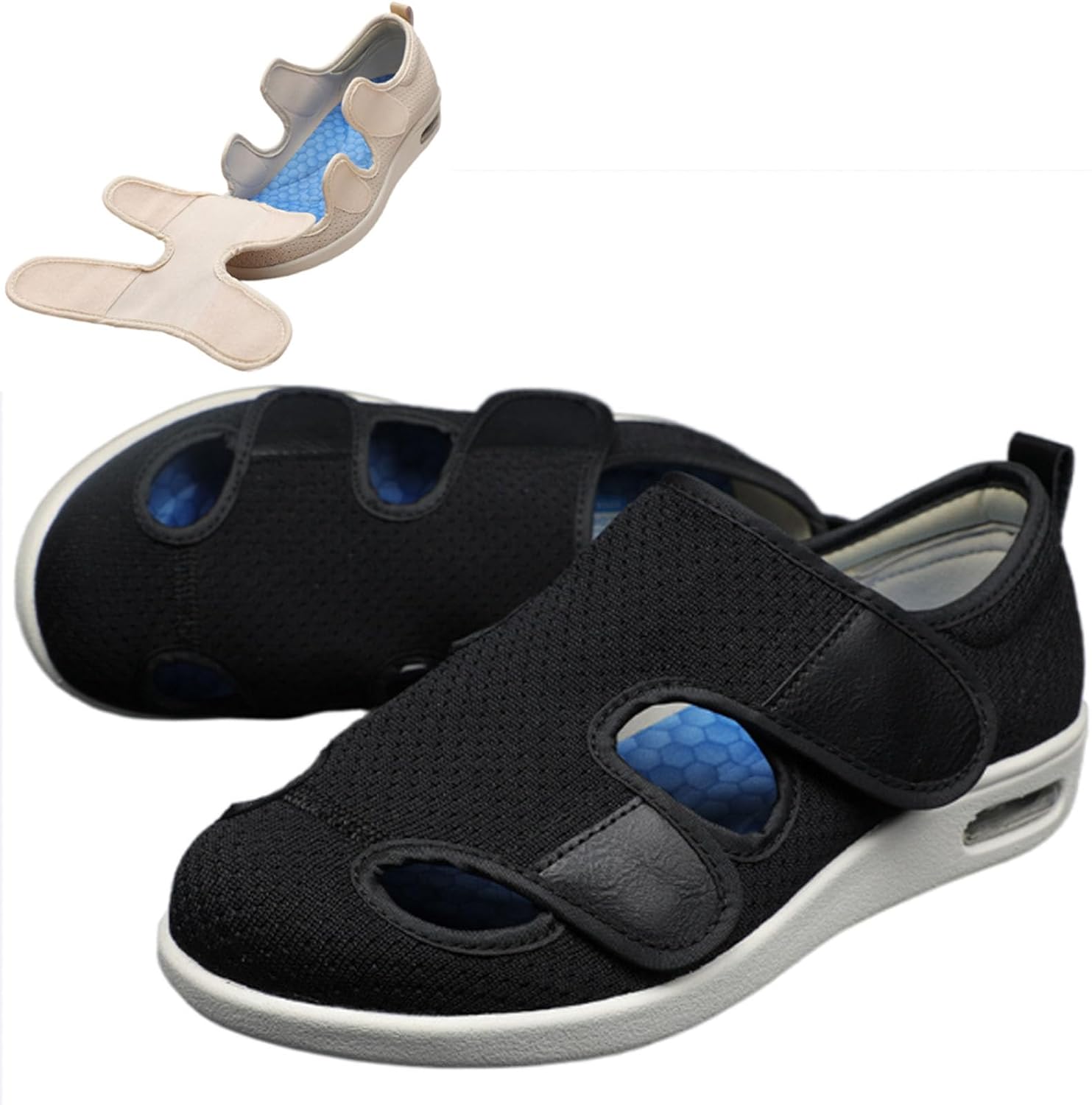 

Кроссовки Diabetic для пожилых мужчин, кроссовки ортопедические Bumuam, черный