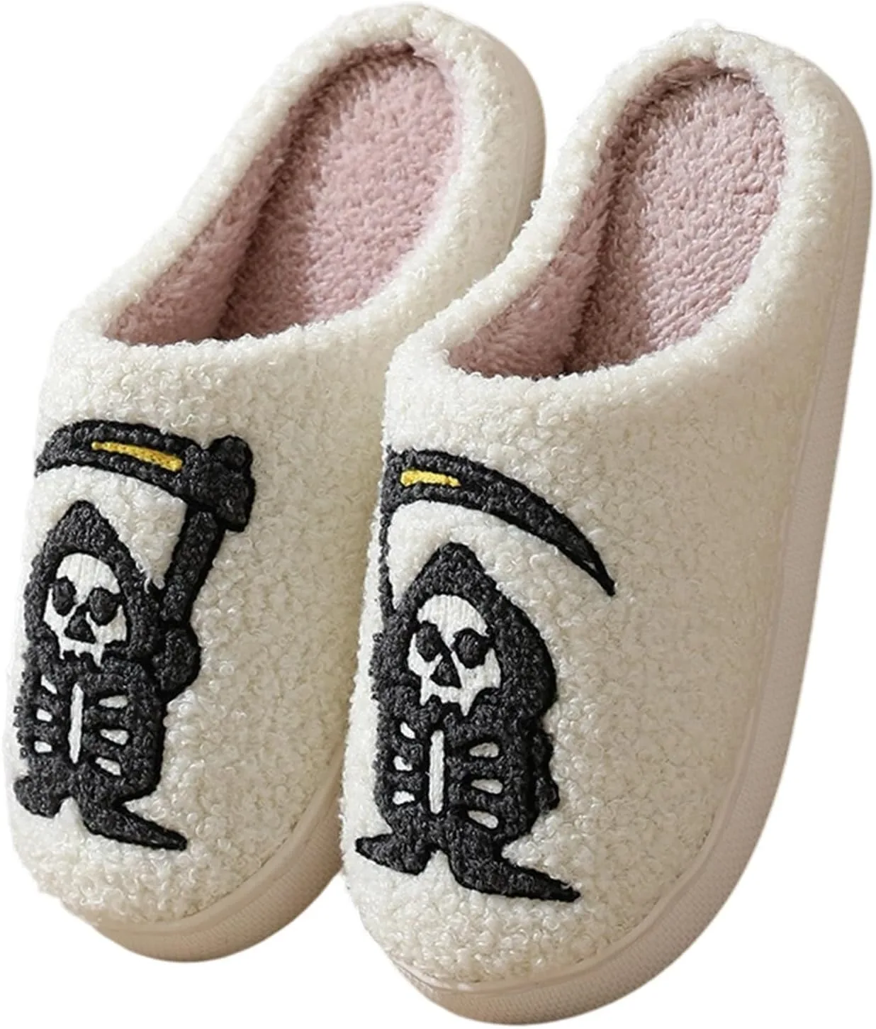 Теплые зимние тапочки Generic Halloween Skeleton для мужчин и женщин, для дома и улицы, удобные, повседневные, без шнуров, из ткани Generisch, белый