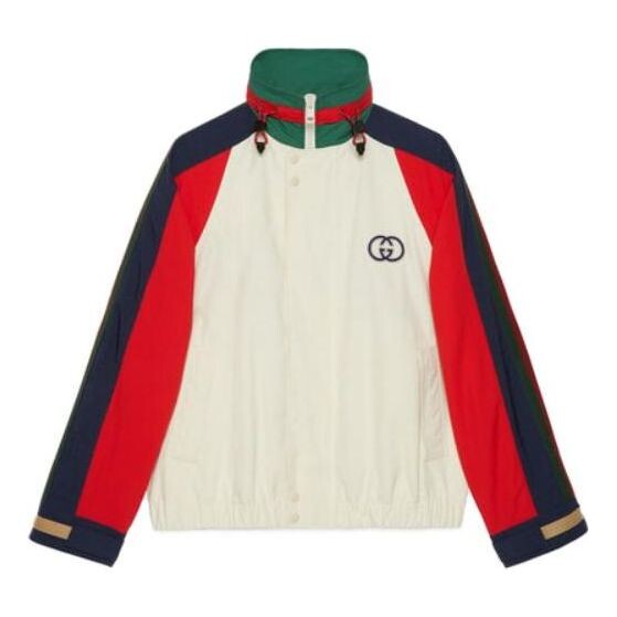 

Куртка cotton nylon jacket with patch 'multicolor' Gucci, белый