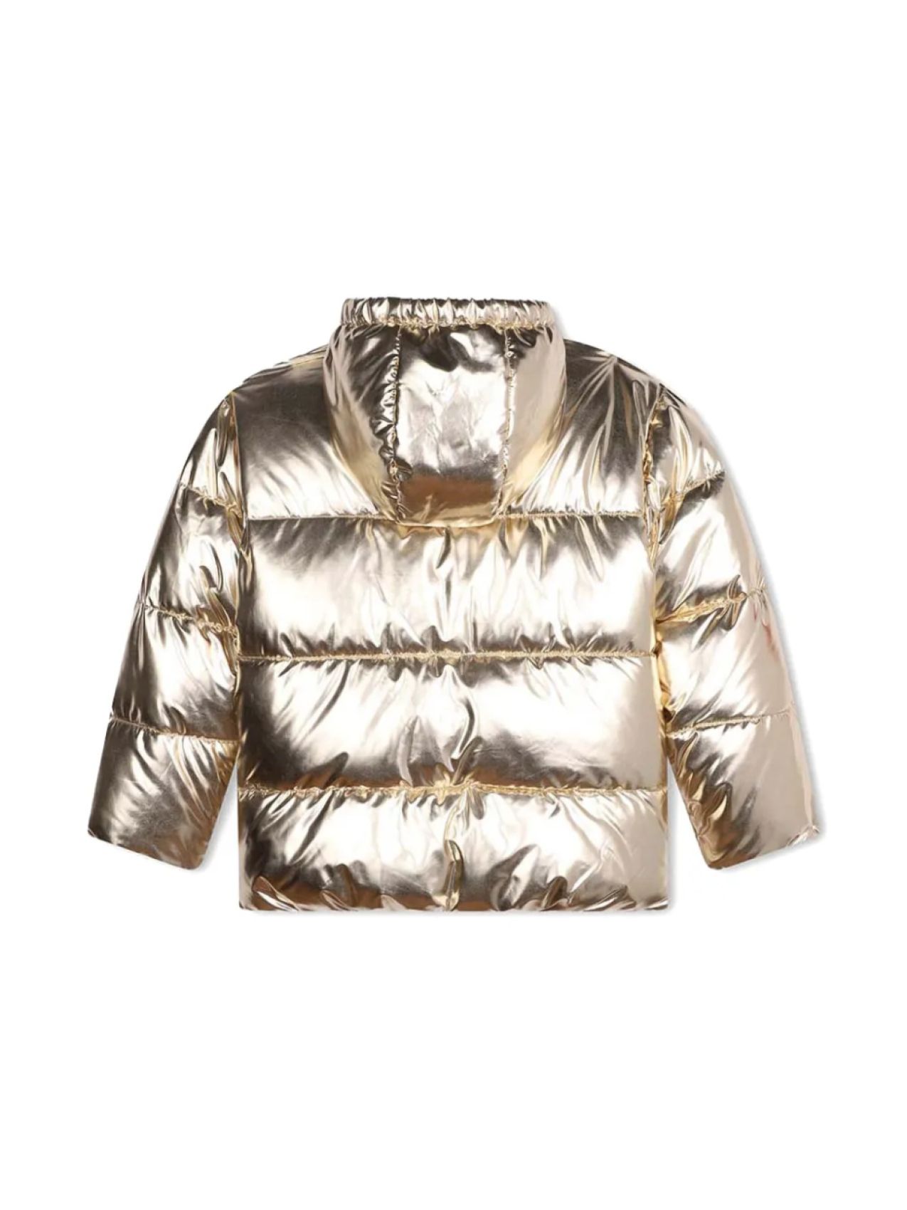 Детская куртка-пуховик с металлическим эффектом Karl Lagerfeld Kids, золотой — фото 2