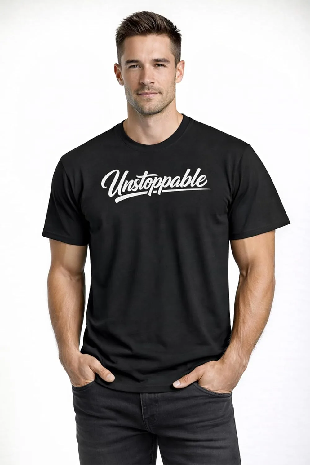 Футболка Unstoppable Gym - мотивирующая одежда для тренировок на силу и дисциплину GENERIC, серый — фото 2