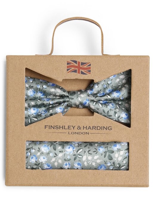 

Шелковый галстук-бабочка и нагрудный платок Finshley & Harding London, синий