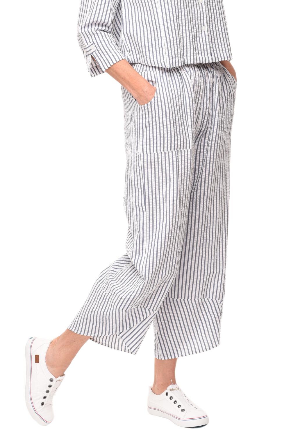 

Ариана Штаны в бело-голубую полоску из пике Tulip Clothing