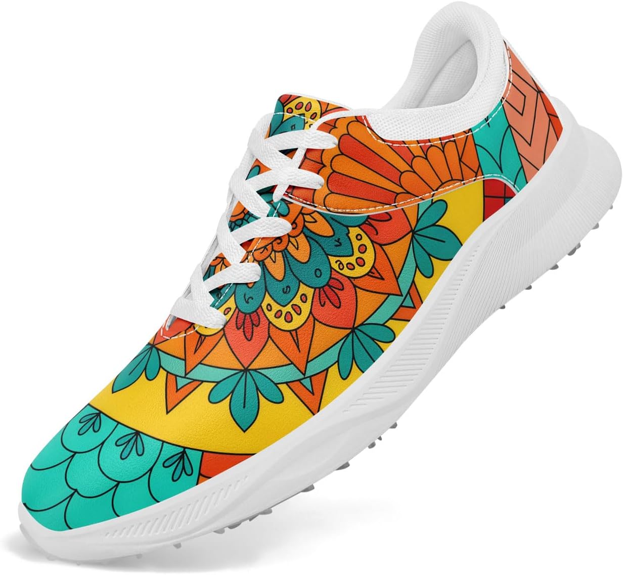 

Мужские и женские модные гольф-туфли с принтом мандалы, яркие, дышащие, без шипов, стильные, удобные, на шнуровке, кроссовки для гольфа Coolcustomize, белый/желтый/оранжевый/голубой/светло-голубой