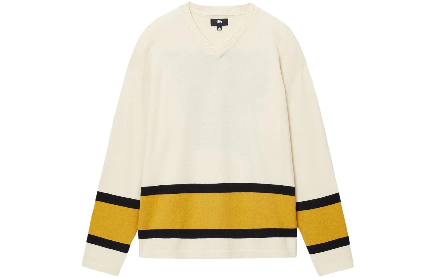 Хлопковый джемпер Stüssy Hockey в полоску Stussy, цвет Natural — фото 3