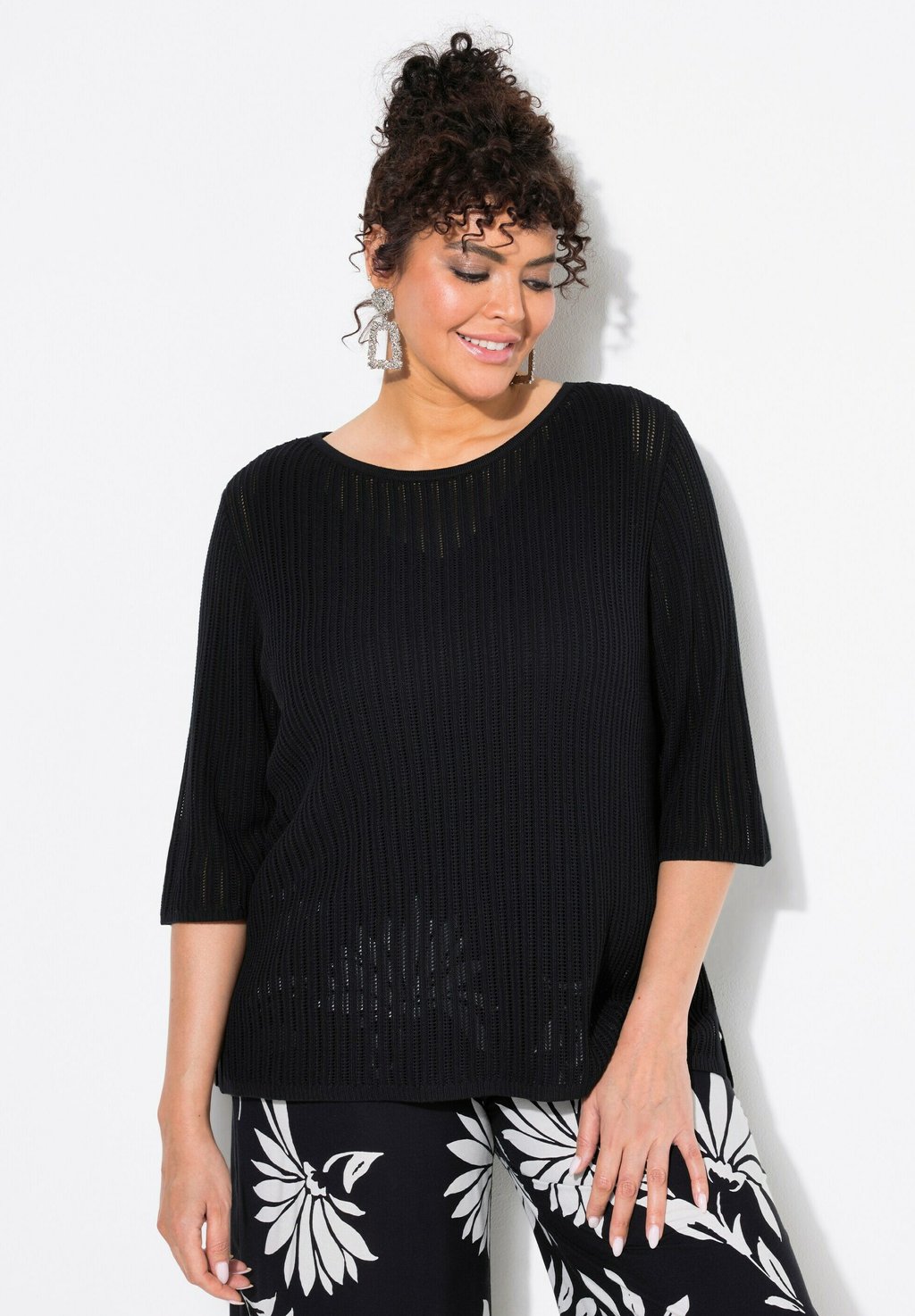 

Джемпер OPENWORK STRIPED 3/4 SLEEVE Ulla Popken, черный