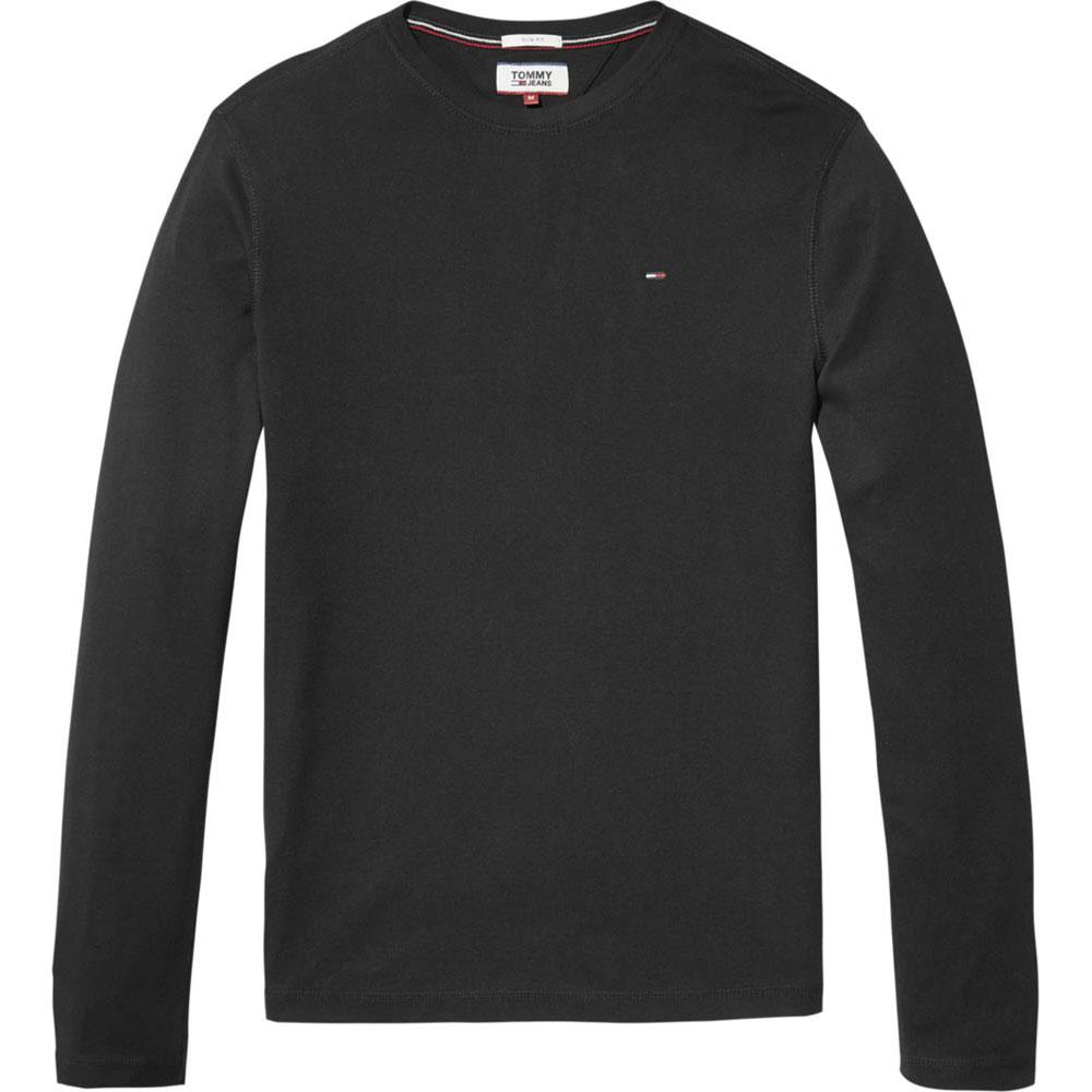 

Футболка с длинным рукавом Tommy Jeans Original Ribbed Organic Cotton, черный