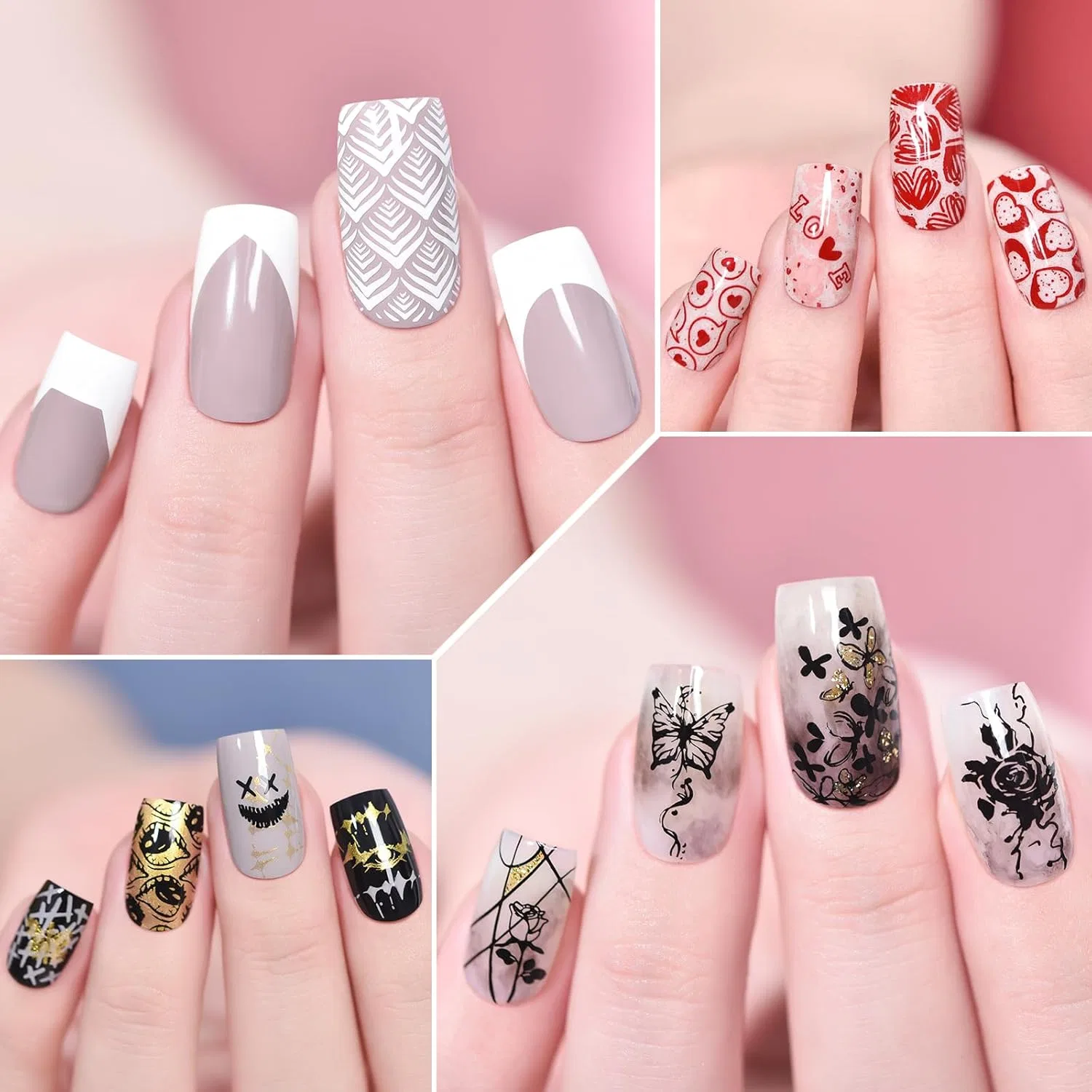 Набор из 6 лаков для ногтей с металлическим блеском Alexnailart, Red — фото 4