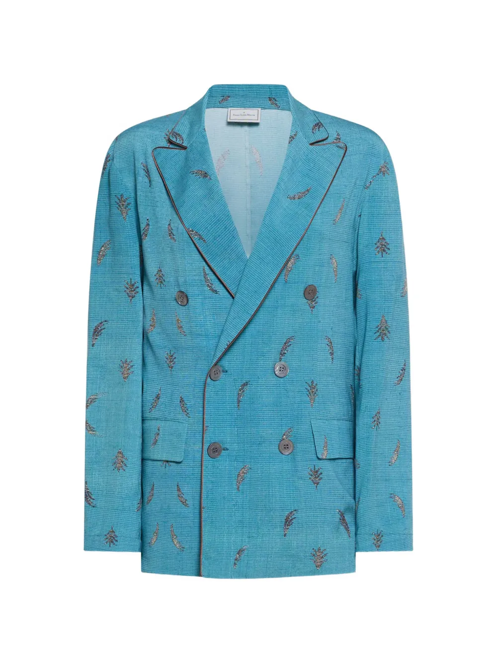 

Двубортный пиджак с листовым мотивом Pierre-Louis Mascia, синий