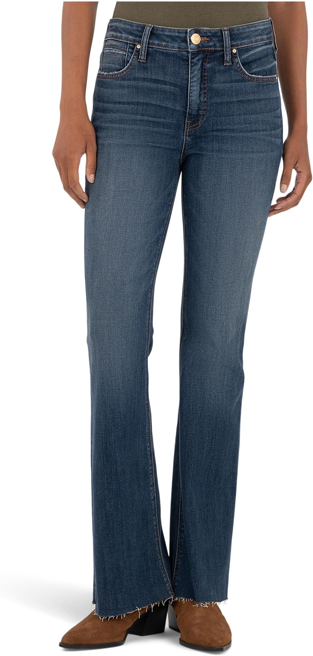 

Джинсы KUT from the Kloth Stella High-Rise Fab Ab Flare W/Raw Hem, цвет Intriguing