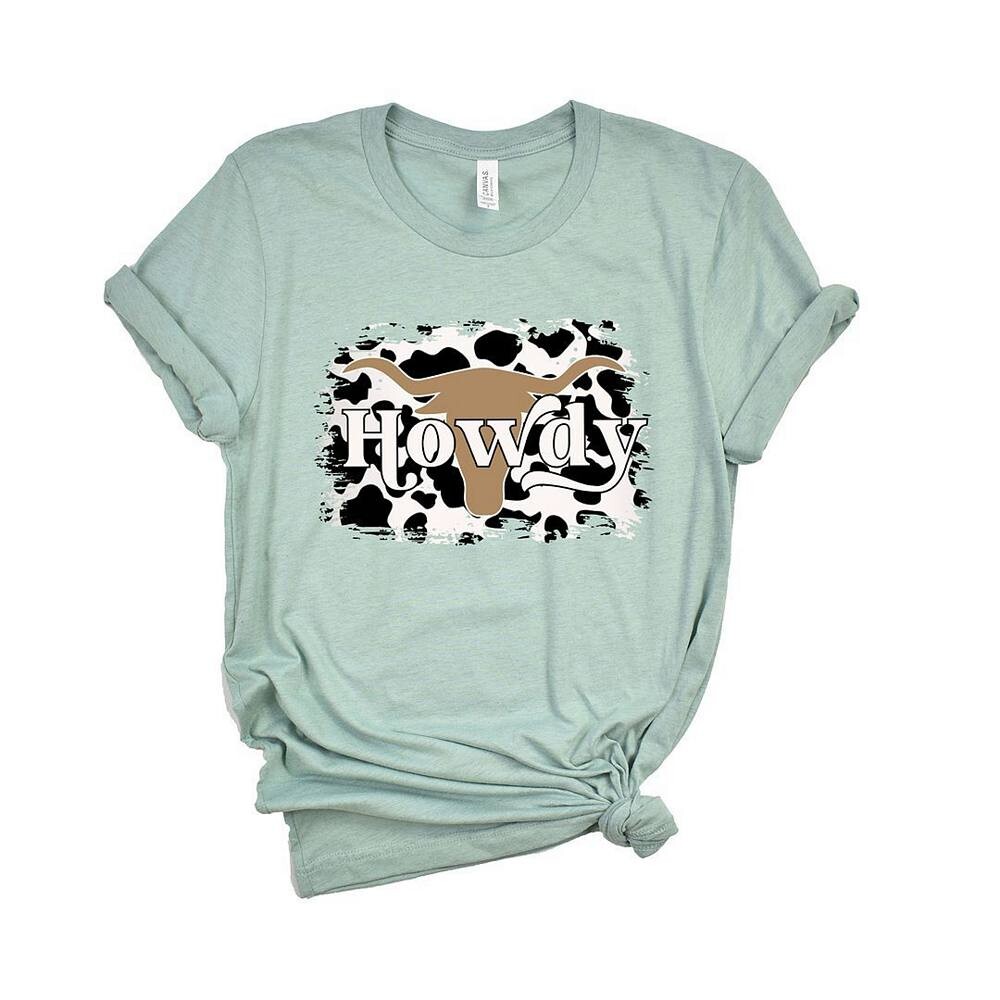 

Футболка с короткими рукавами и графическим принтом Howdy With Cow Simply Sage Market, цвет Seafoam