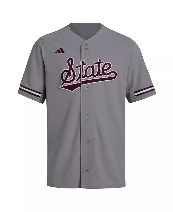 Мужская серая бейсбольная джерси Mississippi State Bulldogs (реплика) adidas — фото 2
