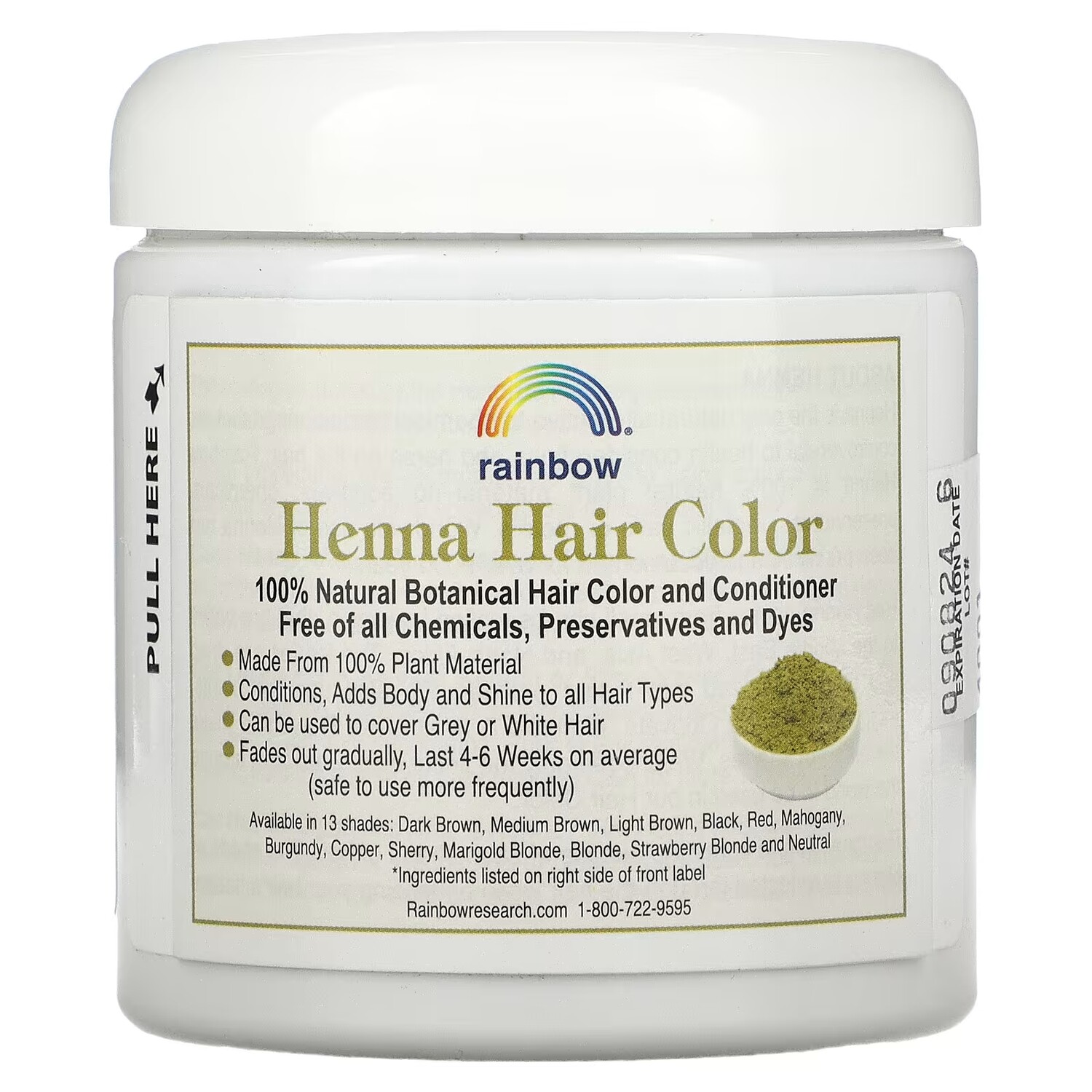 Краска и кондиционер для волос Rainbow Research Henna красный, 113 г — фото 2