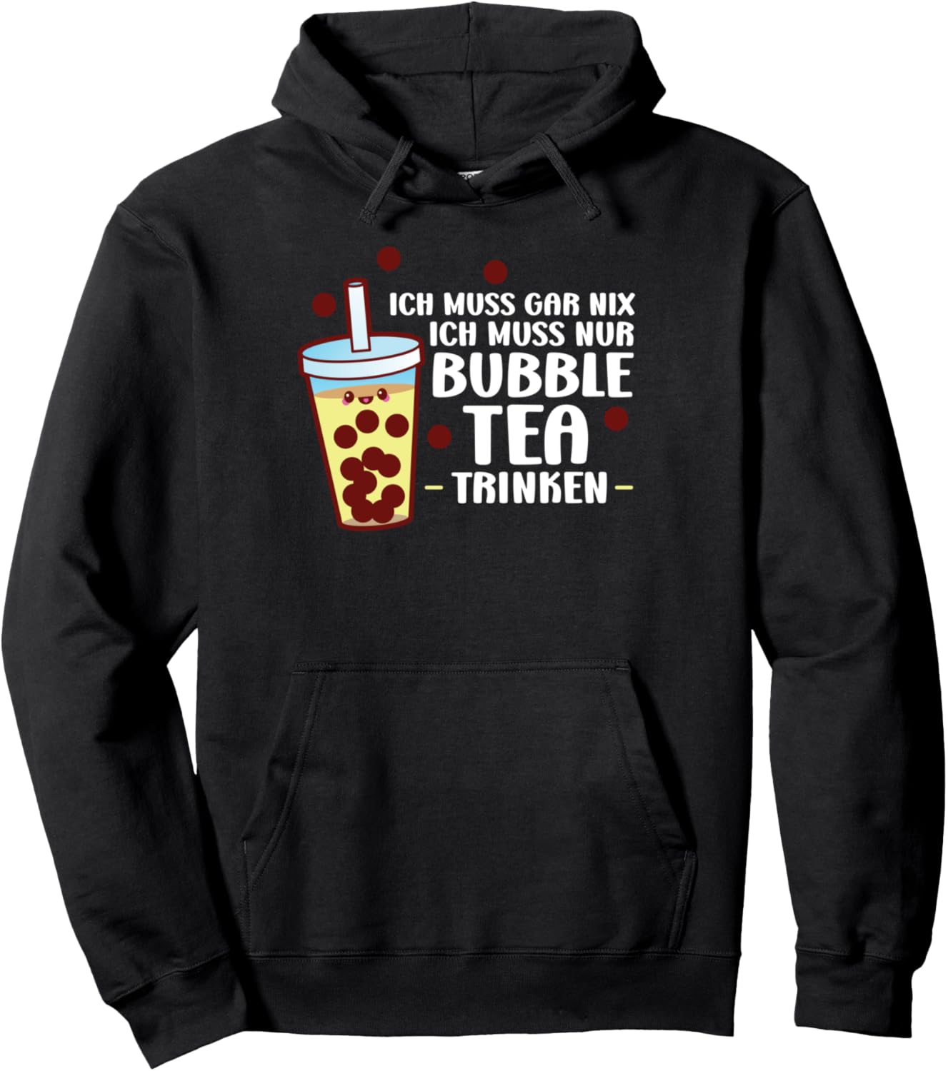 

Ich muss gar nix ich muss nur bubble tea толстовка с капюшоном Trynken Boba Bubble Tea Merch & Japan Gifts, черный