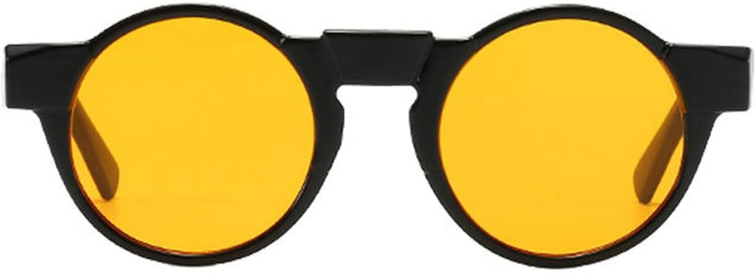 

Ретро маленькие круглые солнцезащитные очки для женщин, модные оттенки конфетных цветов, защита от УФ-излучения UV400, модные панк-солнцезащитные очки для мужчин mincl, Black Orange