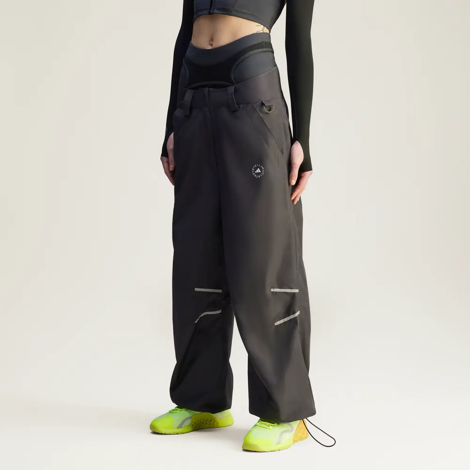 Stella McCartney широкие спортивные брюки Adidas, черный — фото 4