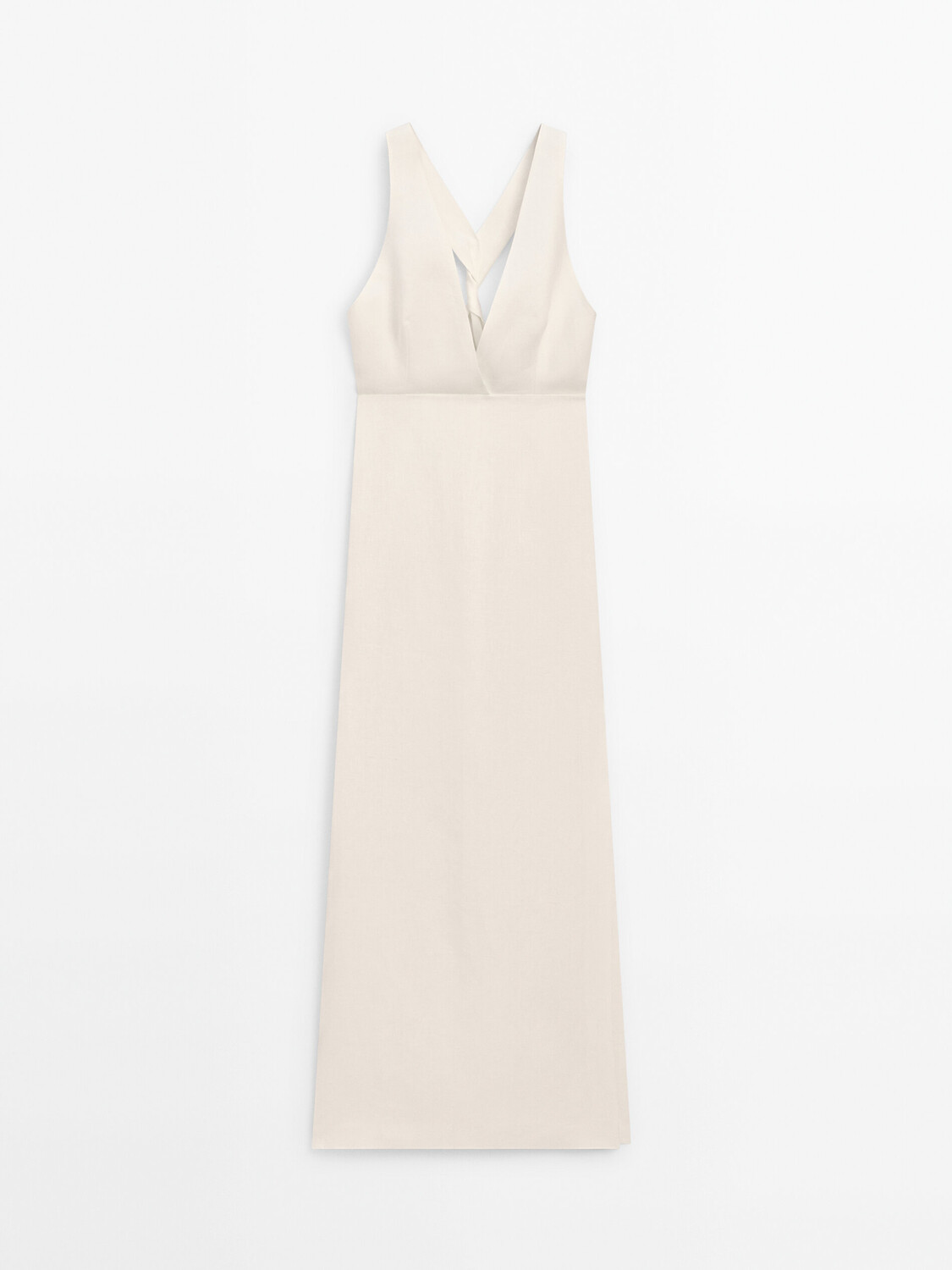 

Льняное платье миди с деталью на спине Massimo Dutti, белый
